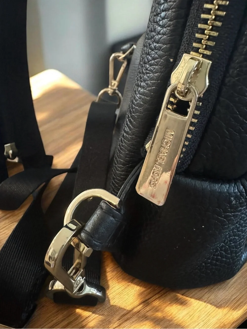 MK Michael Kors Erin Mini Convertible Black Pebbled Leather Backpack